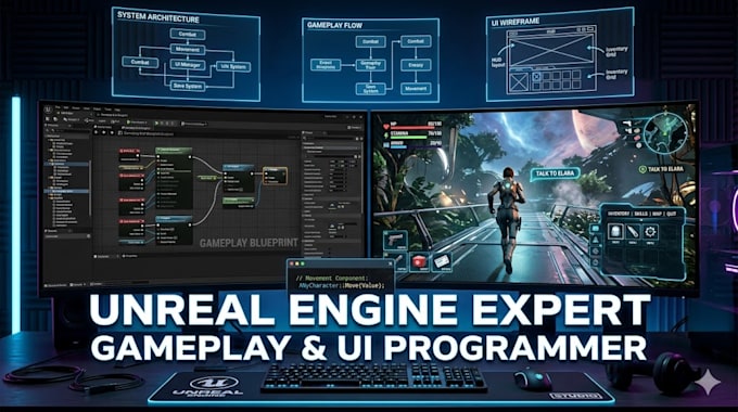 do unreal engine gameplay and UI programming for your game