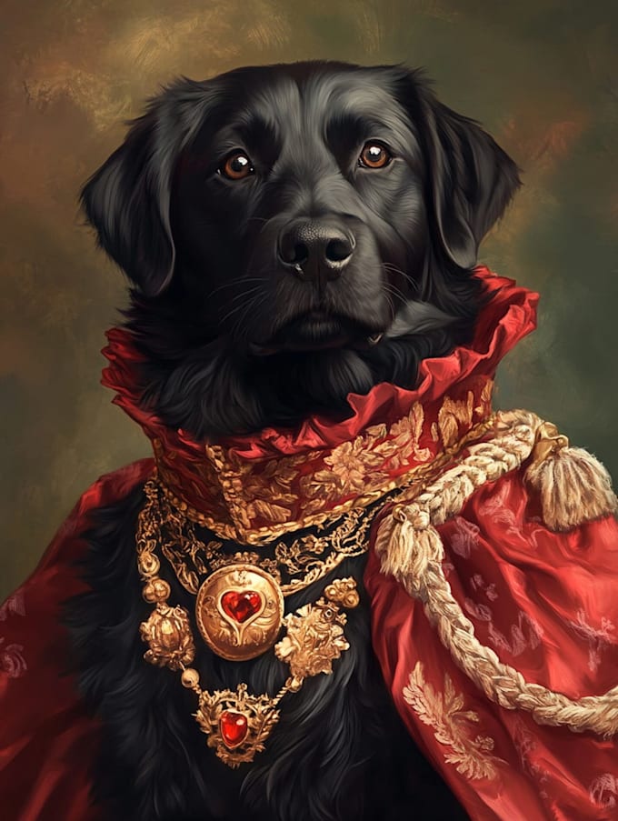 draw pet and owner in vector portrait
