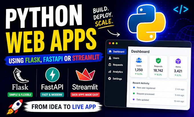 build python web apps using flask, fastapi, or streamlit