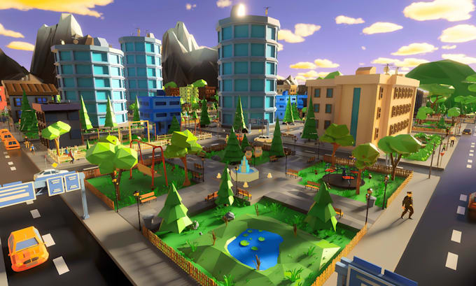 edit, upload, design 3d low poly map, roblox game map, low poly game environment