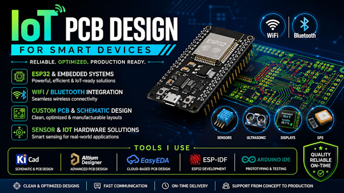 design iot pcb design for smart devices esp32, wifi and bluetooth