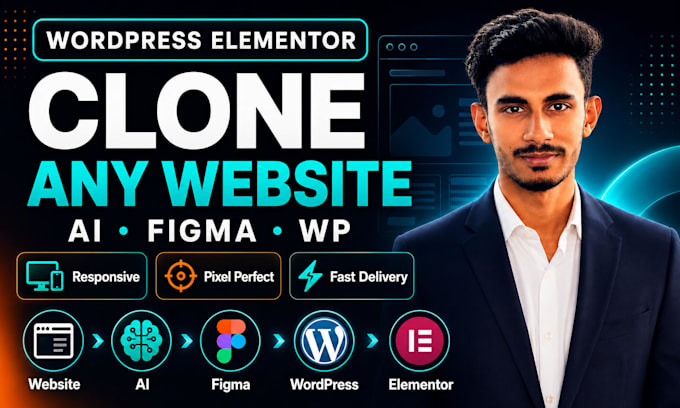 clone, copy website or ai, figma designs into wordpress elementor