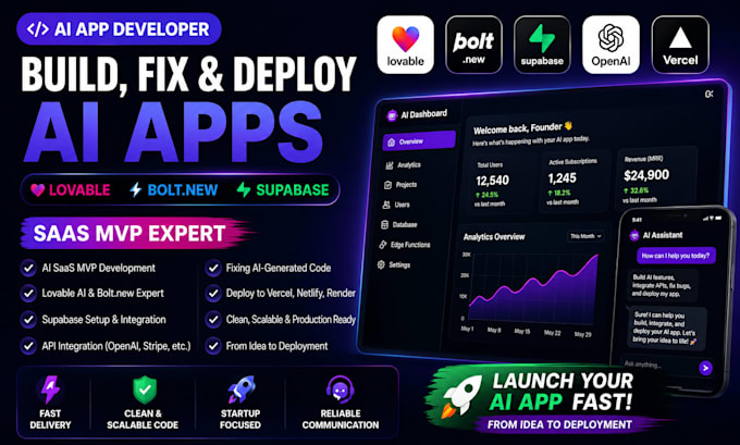 fix lovable ai app bugs, bolt new issues and deploy ai saas apps