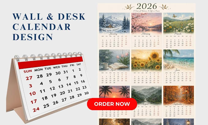 design custom planners, diaries, notebooks, journals wall or desk calendars