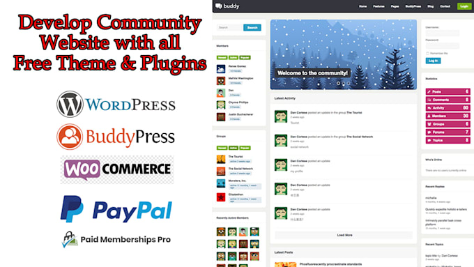 build a wordpress community membership website with free plugins