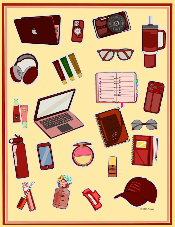 create themed digital sticker designs for you