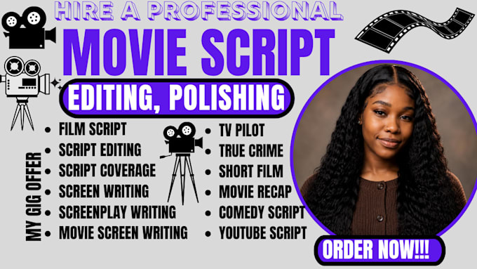 write, edit, polish format, proofread your screenplay film script in final draft