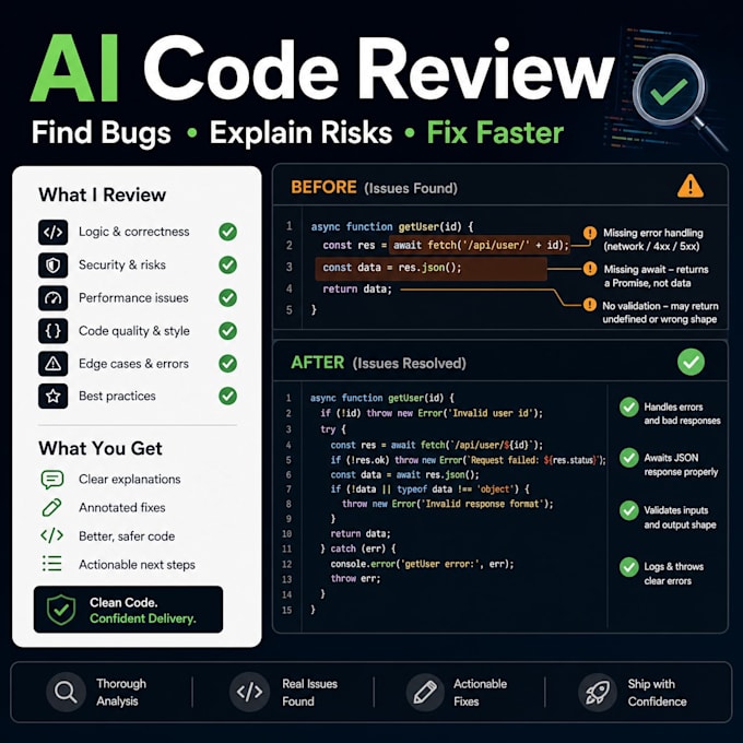 review your ai generated code and provide actionable fixes