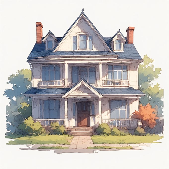 draw a watercolor house painting