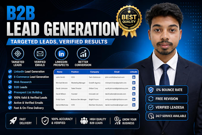 provide b2b lead research and verified email lists