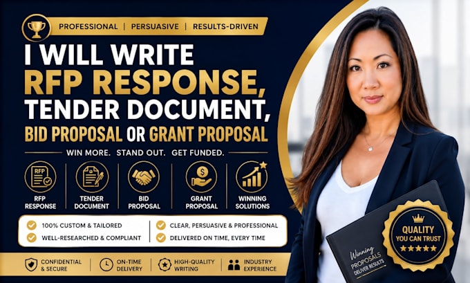 write an rfp response tender document bid proposal or grant proposal