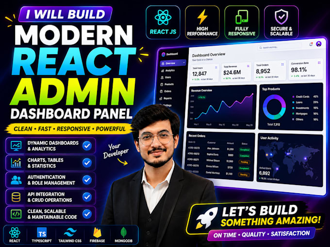 build modern react admin dashboard panel