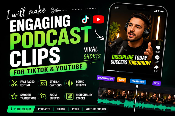 make engaging podcast clips for tiktok and youtube