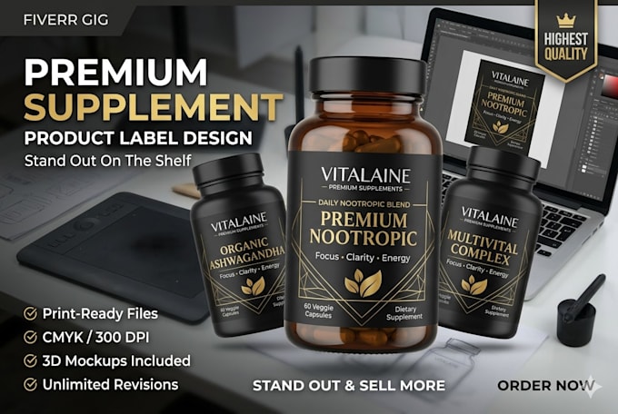 design premium supplement product label design