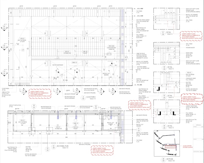 design technical joinery drawings for kitchens and wardrobes