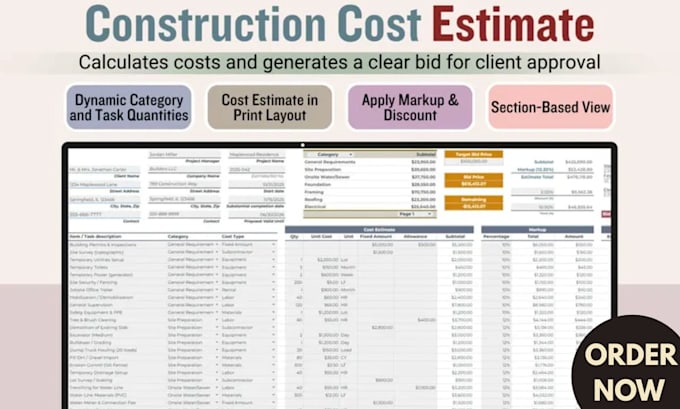 build structural load calculator estimation, analysis cost quote spreadsheet