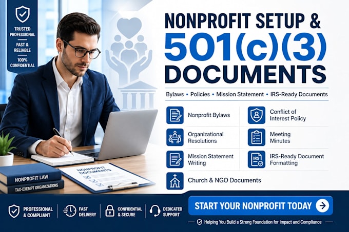draft nonprofit bylaws and irs ready 501c3 documents