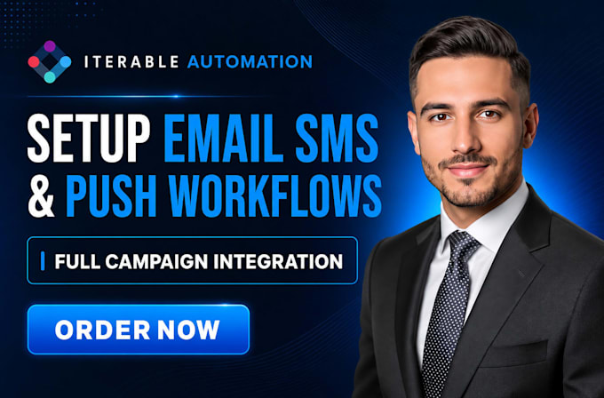 set up iterable email SMS push notification workflow automation campaign