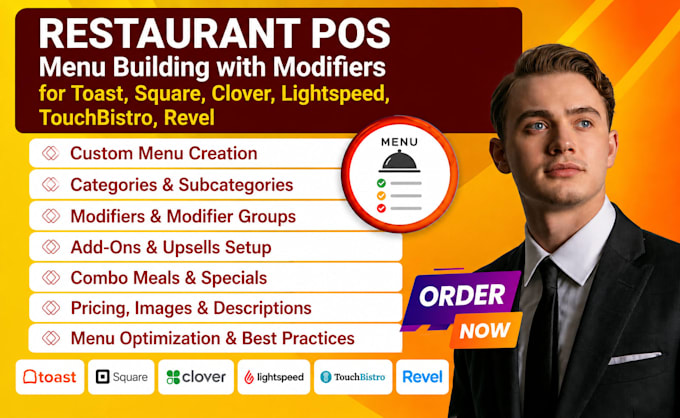 setup toast square clover pos menu modifiers and categories