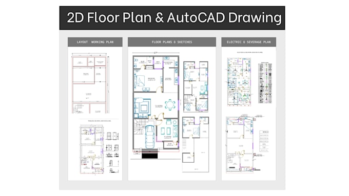 2d floor plans with electrical and plumbing layouts