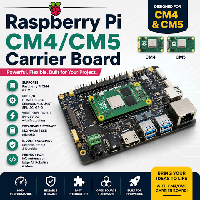 design raspberry pi cm4 cm5 carrier board and embedded pcb