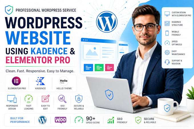 design modern wordpress website using kadence elementor pro divi breakdance