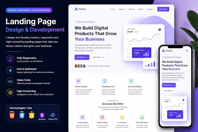 develop a high converting responsive landing page