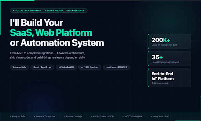 build your custom web platform, saas, automation, or iot systems