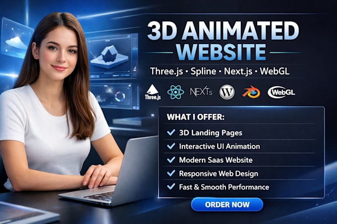 3d landing page 3d model next js website  wordpress scroll threejs spline webgl