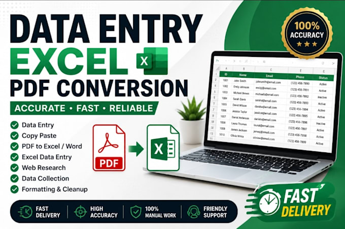 Do accurate data entry, excel, pdf conversion and copy paste tasks by ...