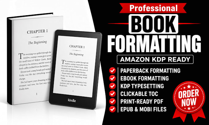 do book formatting typesetting amazon kdp paperback ebook layout design
