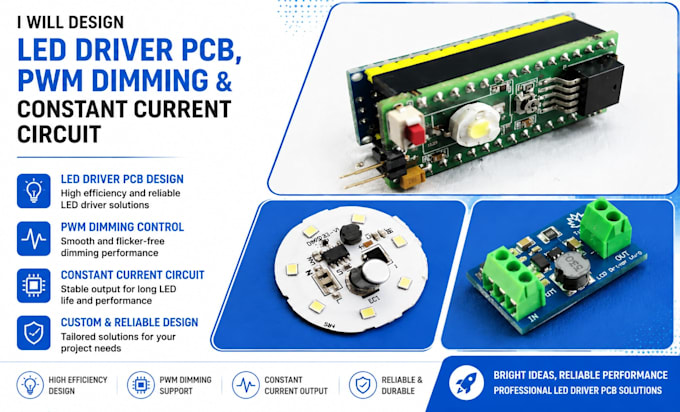 design led driver pcb, pwm dimming and constant circuit