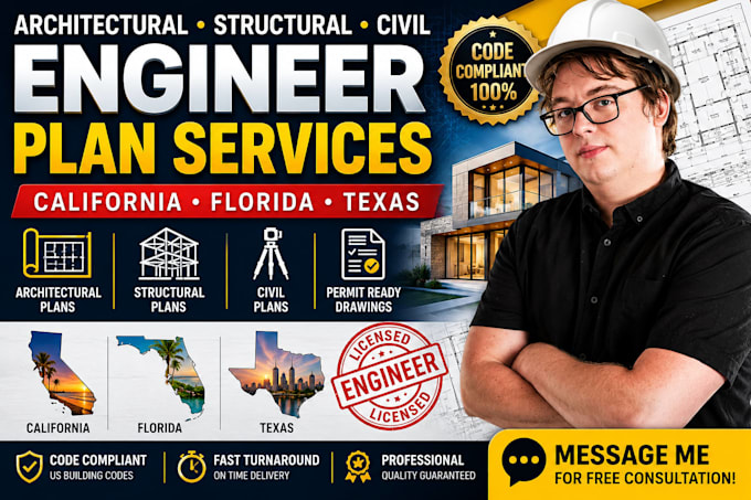 do florida texas architectural structural civil engineer plan, california texas