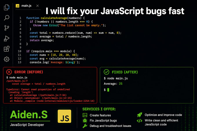find and fix bugs and errors in your javascript code