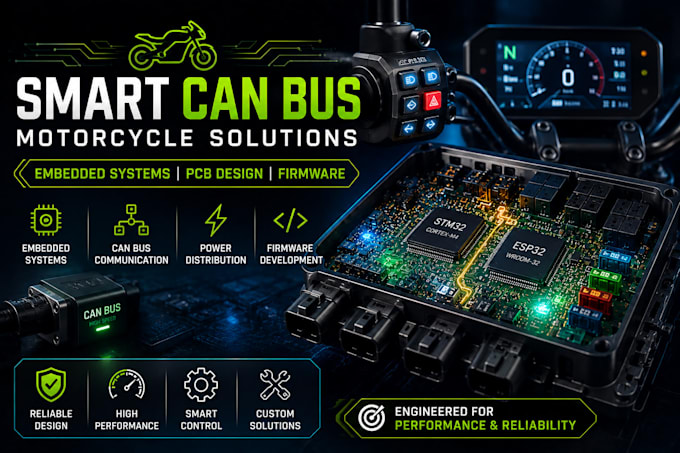 develop smart motorcycle can bus control systems, pdu pcb, and embedded firmware