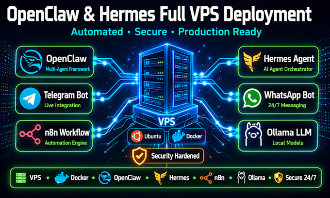 setup openclaw n8n hermes agent codex multi agent system integration vps ollama