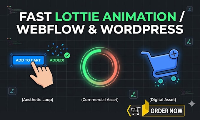 design custom lottie animated icons for webflow and wordpress