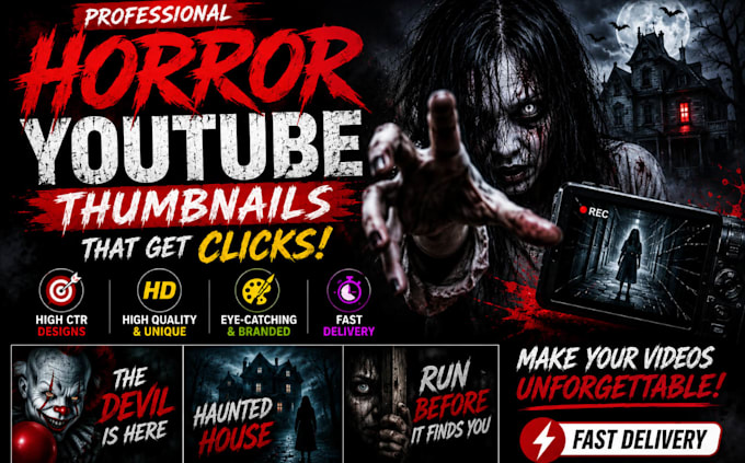 design horror thumbnail, high CTR thumbnail design