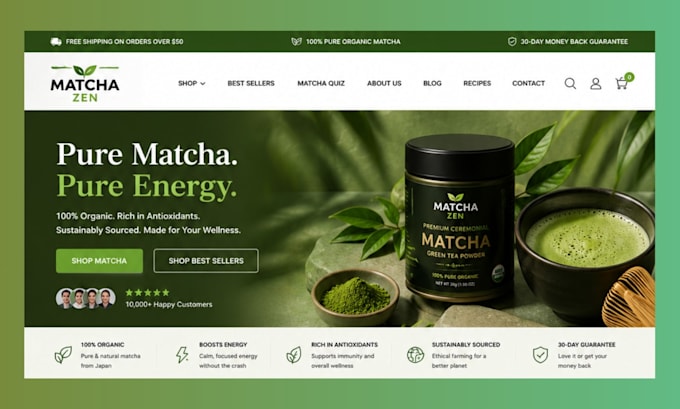 design sales converting matcha shopify store green tea store coffee website
