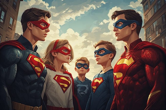 design personalized family superhero artwork for you