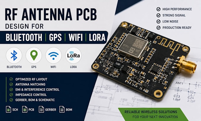 design rf antenna pcb for bluetooth  gps wifi  and lora