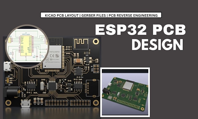 do custom esp32 pcb design, kicad, gerber files, and pcb reverse engineering
