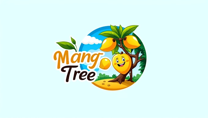 do unique mango tree mascot logo design for your brand