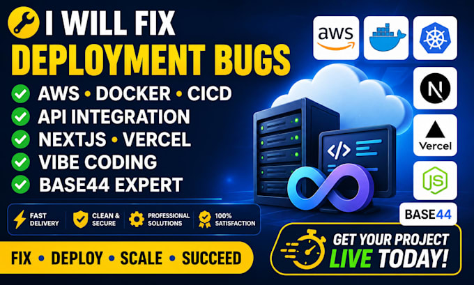fix deployment bugs aws docker cicd api integration nextjs coding replit base44