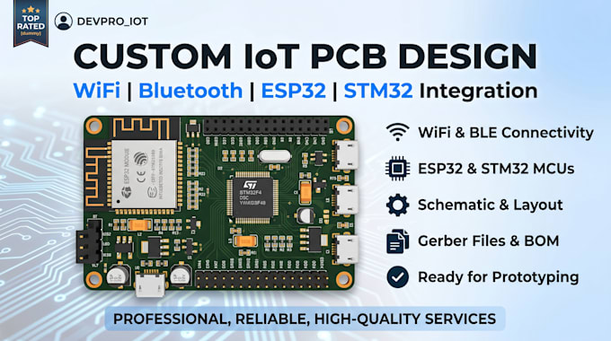 develop custom iot pcb design with wifi bluetooth esp32 stm32 integration