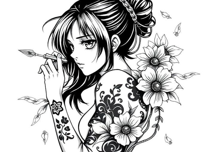 design a professional anime tattoo from your idea or concept
