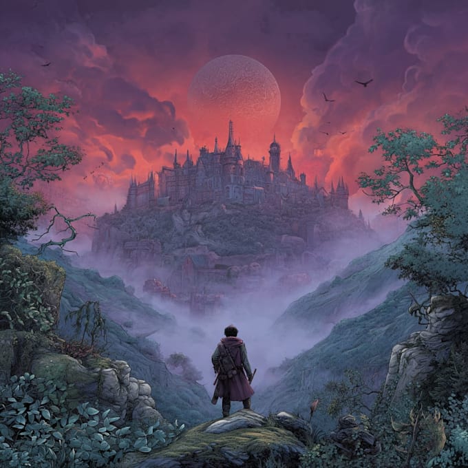 draw fantasy book cover, illustration
