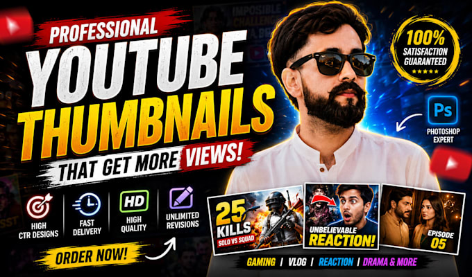 create professional youtube reaction video thumbnails