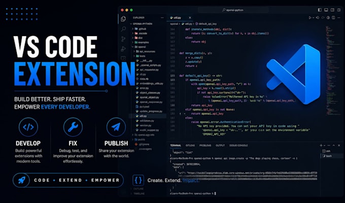 build, fix or debug your vs code extension or vscode plugin