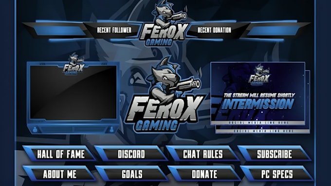 design animated twitch overlay,stream package, alert, panel and webcam